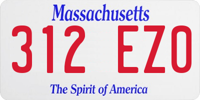 MA license plate 312EZ0