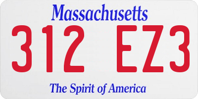 MA license plate 312EZ3