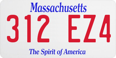 MA license plate 312EZ4