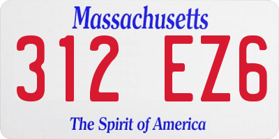 MA license plate 312EZ6