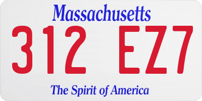 MA license plate 312EZ7