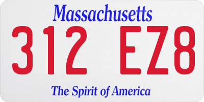 MA license plate 312EZ8