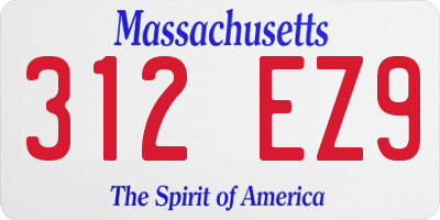 MA license plate 312EZ9