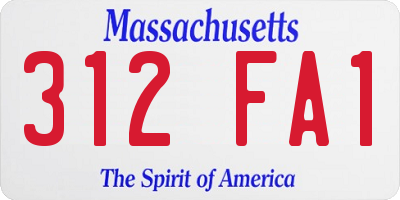 MA license plate 312FA1