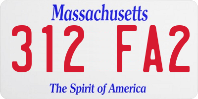 MA license plate 312FA2