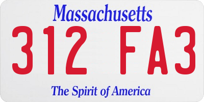 MA license plate 312FA3