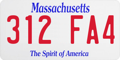 MA license plate 312FA4