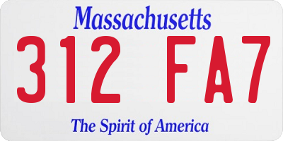 MA license plate 312FA7