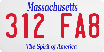 MA license plate 312FA8
