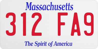 MA license plate 312FA9