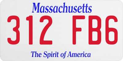 MA license plate 312FB6