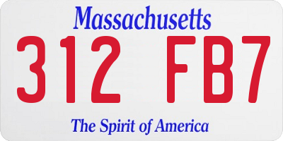MA license plate 312FB7