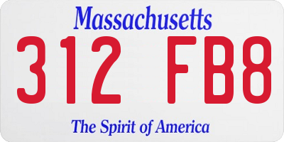 MA license plate 312FB8