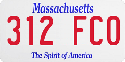 MA license plate 312FC0