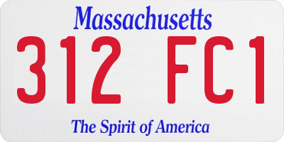 MA license plate 312FC1