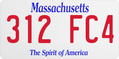 MA license plate 312FC4