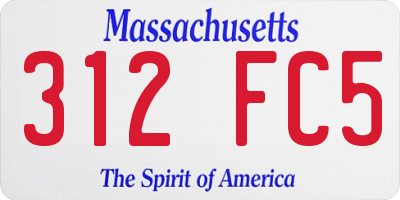 MA license plate 312FC5