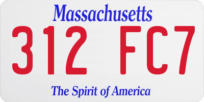 MA license plate 312FC7