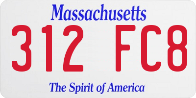 MA license plate 312FC8