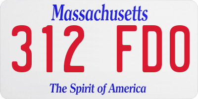MA license plate 312FD0