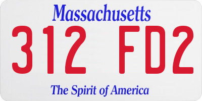 MA license plate 312FD2
