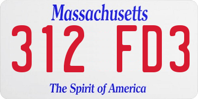 MA license plate 312FD3