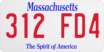 MA license plate 312FD4
