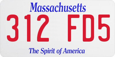 MA license plate 312FD5