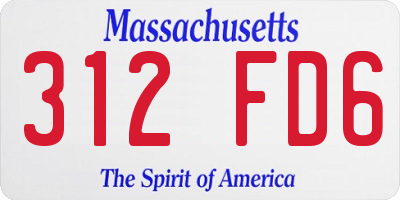MA license plate 312FD6