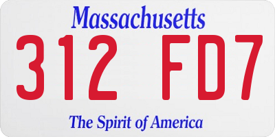 MA license plate 312FD7