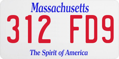 MA license plate 312FD9
