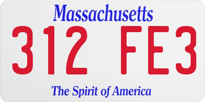 MA license plate 312FE3