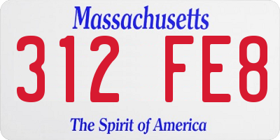 MA license plate 312FE8