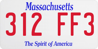 MA license plate 312FF3