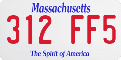 MA license plate 312FF5