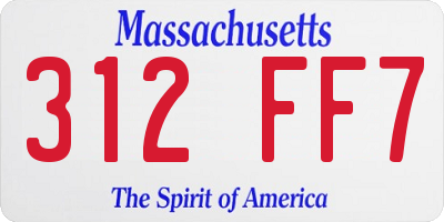 MA license plate 312FF7