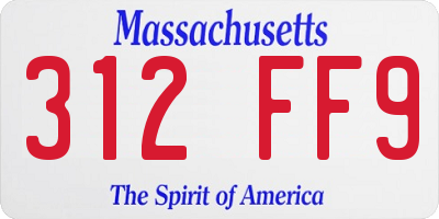 MA license plate 312FF9