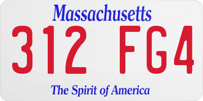 MA license plate 312FG4