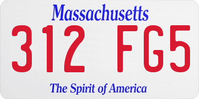MA license plate 312FG5