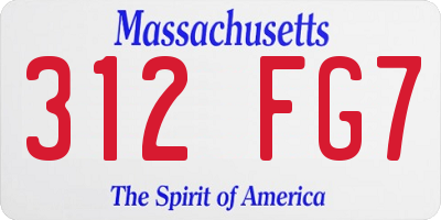 MA license plate 312FG7