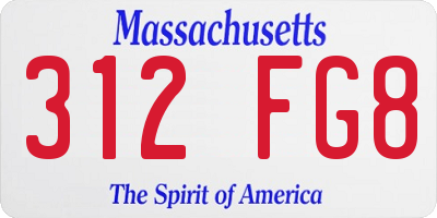 MA license plate 312FG8
