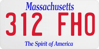 MA license plate 312FH0