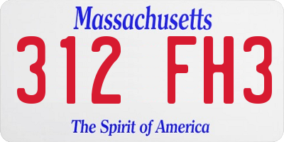 MA license plate 312FH3