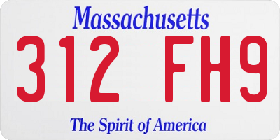 MA license plate 312FH9