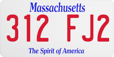 MA license plate 312FJ2