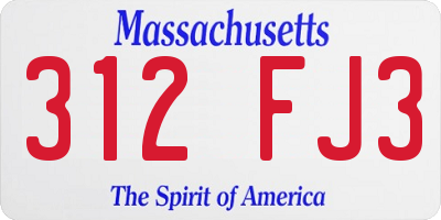 MA license plate 312FJ3
