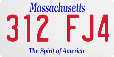 MA license plate 312FJ4