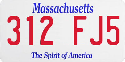 MA license plate 312FJ5