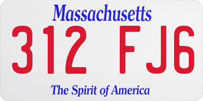 MA license plate 312FJ6
