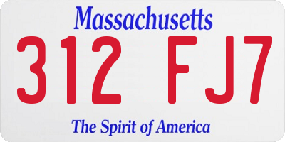 MA license plate 312FJ7